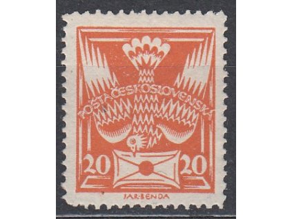 20h oranžová, Řz.13 3/4, zk.Gilbert, Nr.148B, * po nálepce