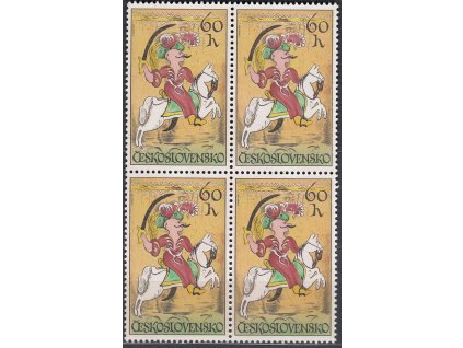 1972, 60h Jezdectví, 4blok s DV na ZP 20 svislá čárka vlevo u 60h, Nr.1986DV20/2, **