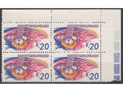 1973, 20h Vesmír, rohový 4blok s DV na ZP5/1 - 2 čárky pod 1 písmenem "K", Nr.2050, **