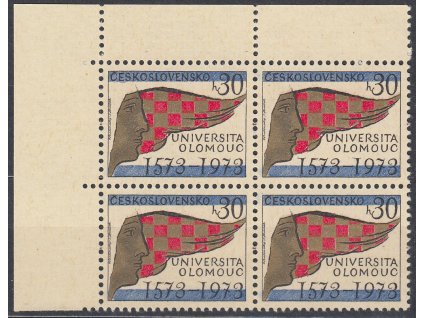 1973, 30h Universita, rohový 4blok s DV na ZP 1/2 - čárka pod prvním písmenem "E", Nr.2035, **