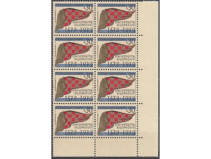 1973, 30h Universita, rohový 8blok s DV na ZP 44/2 - černá vodorovná čárka pod "3", Nr.2035, **