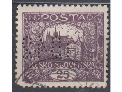 25h fialová, Řz.11 1/2, I.typ spirály, perfin, Nr.11D, razítkované