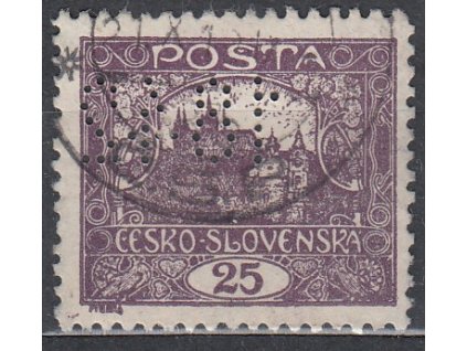 25h fialová, Řz.11 1/2, příčkový typ, perfin, Nr.11D, razítkované