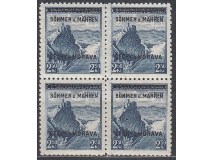 1939, 2.50K Strečno, 4blok s DV - bez tečky za "U", Nr.15, **