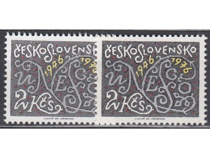 1976, 2Kčs UNESCO, 2 ks - šedočerná a šedá, Nr.2211a,b, **