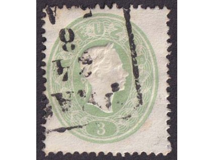 1860, 3 Kr Franc Josef, MiNr.19, razítkované