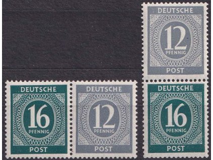 Společné vydání, 1946, 12+16 Pf soutisky Číslice, MiNr.W158,S294, **