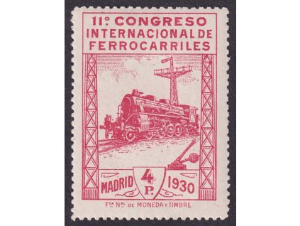 1930, 4 Pta Železniční kongres, MiNr.455, * po nálepce, ohnutý růžek