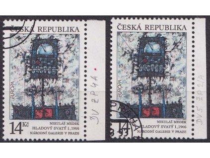 1993, 14 Kč Hladový svatý, DV - černý bod na svislé rysce, Nr.5, razítkované