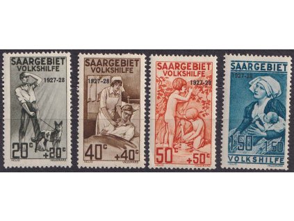 Saar, 20C-1.50Fr série Volkshilfe s přetiskem, MiNr.122-25, * po nálepce