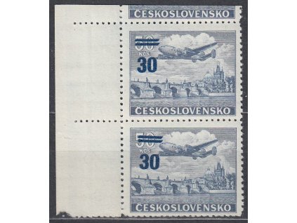1949, 30/50Kčs Letecké, rohová 2páska s ST I+II.typ, Nr.L32, **