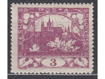 3h fialová, ministr. Řz.13 3/4, Nr.2C, **, lehký vlom, ilustrační foto
