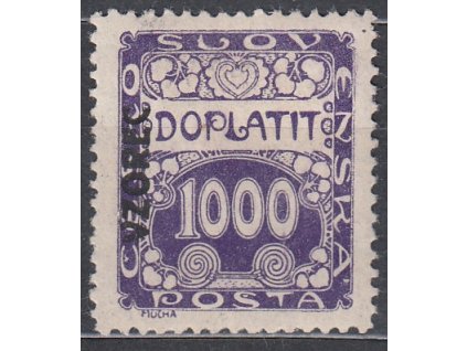 1000h fialová, Řz.11 1/2, VZOREC (vlevo nahoru), Nr.DL13vz, * po nálepce