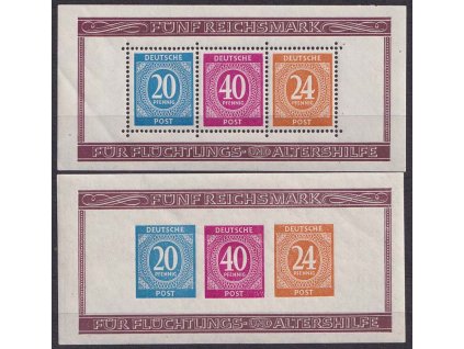 Společné vydání, 1946, 20-40 Pf Výstavní aršíky, MiNr.Bl.12A,12B, **/*