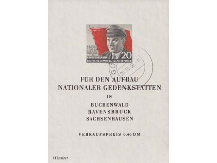 1956, 20 Pf aršík Thälmann, MiNr.Bl.14, razítkované