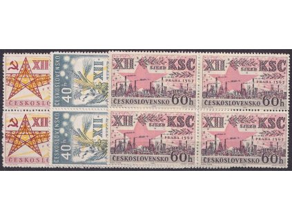 1962, 30-60 h XII. sjezd KSČ, 4bloky, Nr.1276-78, **