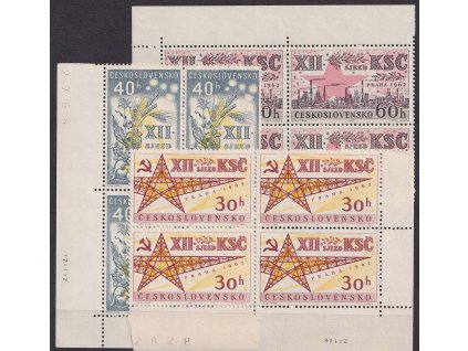 1962, 30-60 h XII. sjezd KSČ, 4bloky, Nr.1276-78, ** , data tisku