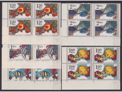 1975, 60h-2Kčs Akvarijní ryby, 4bloky, Nr.2142-46, ** , data tisku