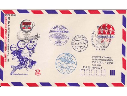 COB 56C balonová pošta s přítiskem WIPA 1981, prošlé při světové výstavě