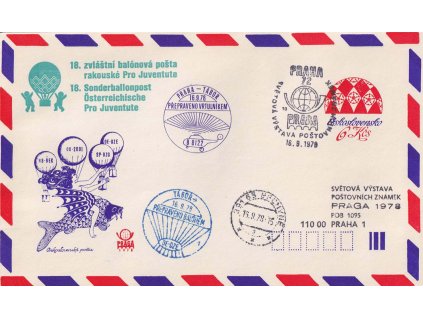 COB 56D balonová pošta s přítiskem 18. zvláštní balónová pošta rakouské