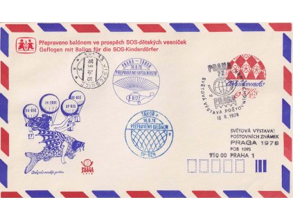 COB 56E balonová pošta s přítiskem SOS dětských vesniček, prošlé