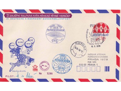 COB 56F balonová pošta s přítiskem 21. zvláštní balónová pošta, prošlé