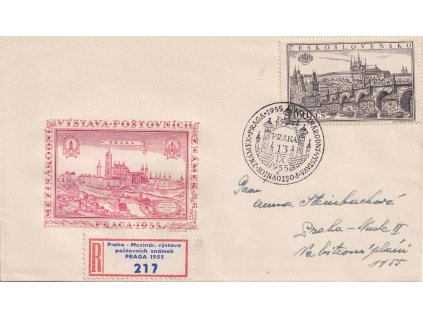 1955, Praha, Výstava známek PRAGA 1955, R-dopis zaslaný v místě