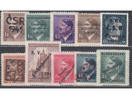 10 ks hodnot s revolučními přetisky, různé hodnoty a přetisky, **/*