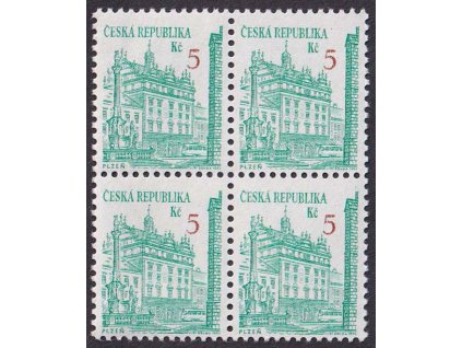 1993, 5 Kč Architektura, VV - posun hodnotové číslice, Nr.VV15, ** , 4blok