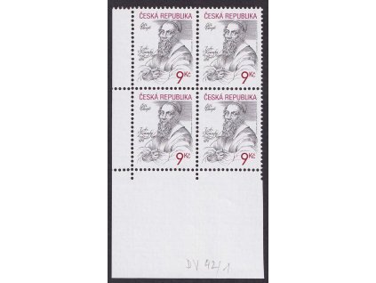 2001, 9 Kč Komenský, DV - červená skvrny za "E" (ČESKÁ), Nr.284, **