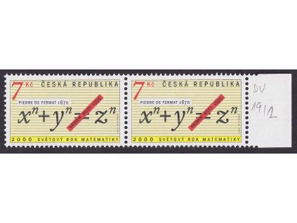 2000, 7 Kč Rok matematiky, DV - černá skvrna za nápisem, Nr.260, **