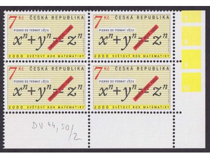 2000, 7 Kč Světový rok matematiky, dvě DV - několik čárek, Nr.260, **