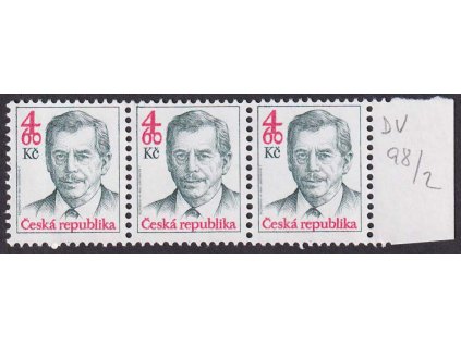 1998, 4.60 Kč Havel, DV - vztyčený vlas na hlavě, Nr.168, ** , ZP 98/2