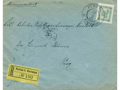 1903, DR Platten b. Karlsbad, R-dopis
