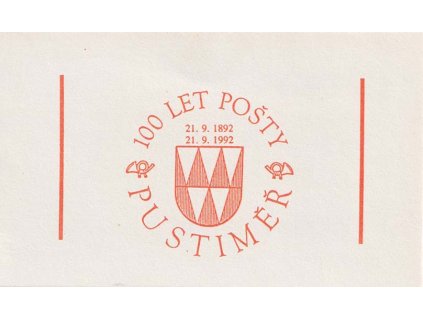 1992, 100 let pošty Pustiměř, ** , 5x 1 Kčs