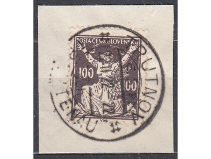 Výstřižek se zn. 100h hnědá s razítkem TRUTNOV 22.2.22 - 22, zajímavé datum