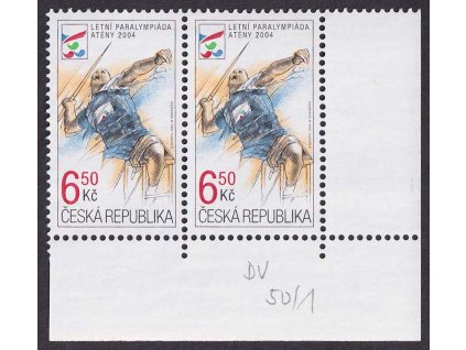 2004, 6.50 Kč Paralympiáda, DO - přerušovaná čára nad rukou, Nr.406, **