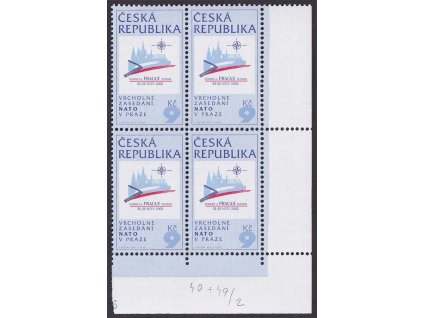 2002, 9 Kč Sammit NATO v Praze, dvě DV, Nr.338, ** , ZP 40/2 + 49/2