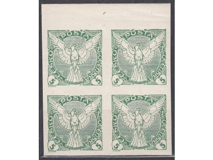 5h zelená, tlustý papír, krajový 4blok, Nr.NV2, **