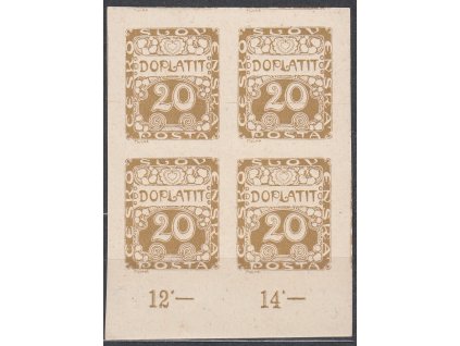 20h hnědoolivová, tlustý papír, krajový 4blok s počitadly, Nr.DL4, **