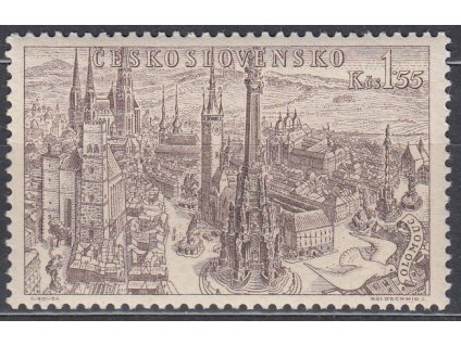 1955, 1.55Kčs Letecká, DV na ZP18/1 - čára přes okna radnice, Nr.L38, **