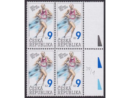 2002, Emil Zátopek, DV - svislá čára nad pravým okem, Nr.332, **