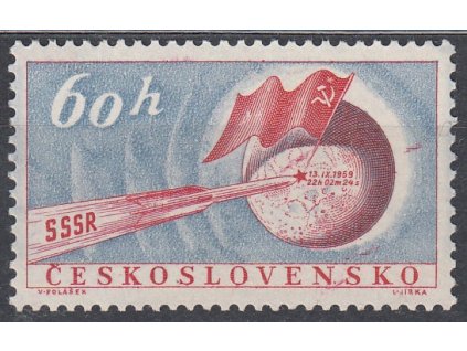 1959, 60h Vesmír, DV na ZP22/1 - čárka vpravo od zeměkoule, Nr.1069, **