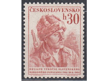 1954, 30h Partyzán, DV na ZP28/1 - svislá čára v lemu čepice, Nr.796, **