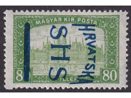 1918, 80 f Parlament, jiný typ přetisku SHS, MiNr.78, * po nálepce