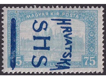 1918, 75 f Parlament, jiný typ přetisku SHS, MiNr.77, * po nálepce,