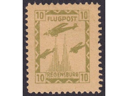 1925, 10 Pf letecká, Regensburger, privátní, MiNr.15, * po nálepce
