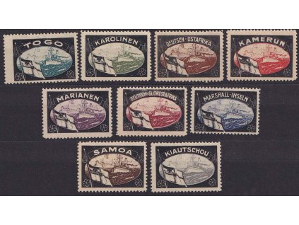 Německé kolonie, 1920, 9 různých nálepek, * po nálepce, část různá jakost