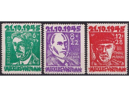 Mecklenburg-Vorpommern, 1945, 6-12 Pf série, MiNr.20-22, **