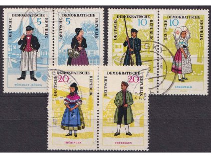 1964, 5-20 Pf soutisky Kroje, MiNr.1074-79, razítkované